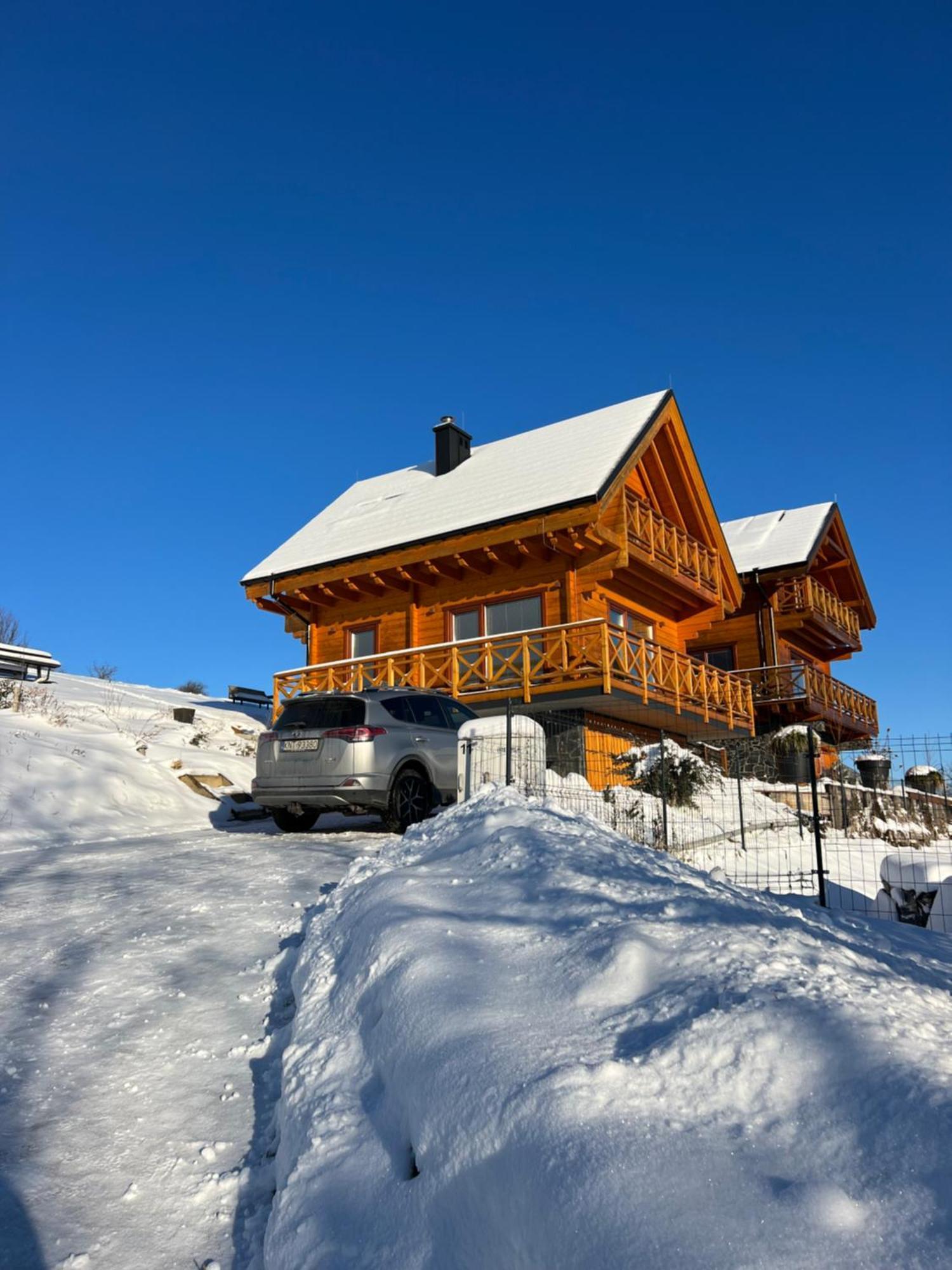 Houten Vakantiewoning "Reisnaarpolen" Royaal Ontbijt, Sauna En Hottub Czarna Góra Exterior foto